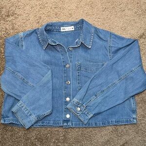 Zara Light Blue Denim Crop jacket